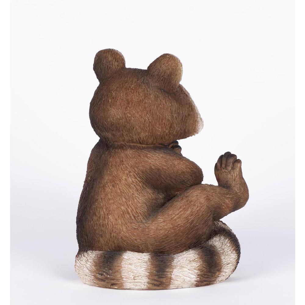 Adorable Brown Polyresin Sitting Raccoon Garden Statue