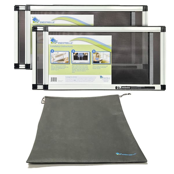10 in. X 19 in. Two Expandable Fiberglass Window Screens and Storage Bag, Adjustable to Vertical or Horizontal Openings