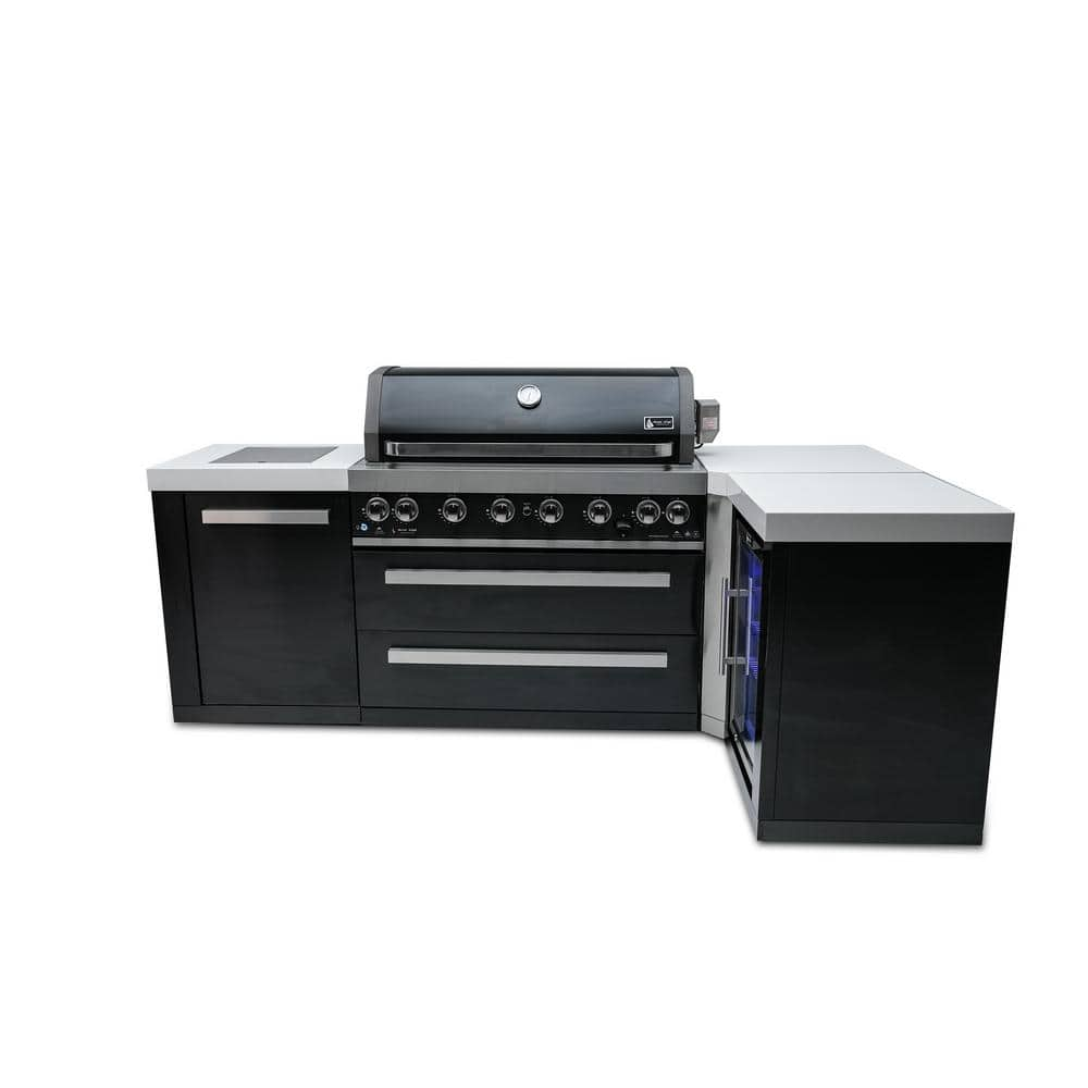 MONT ALPI Black Series 6-Burner Propane Natural Gas Grill Island in ...