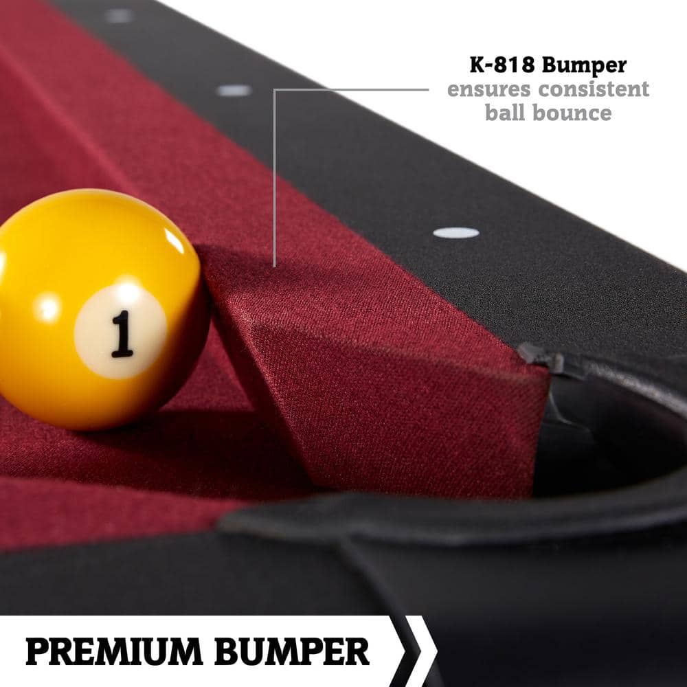 Edgewood 84" Burgundy Wool Blend Billiard Table with Oak Legs