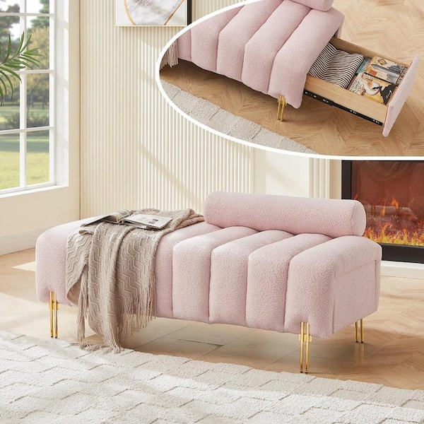 Yangming 40 in. Creamy White Upholstered Rectangle Standard Ottoman Bench