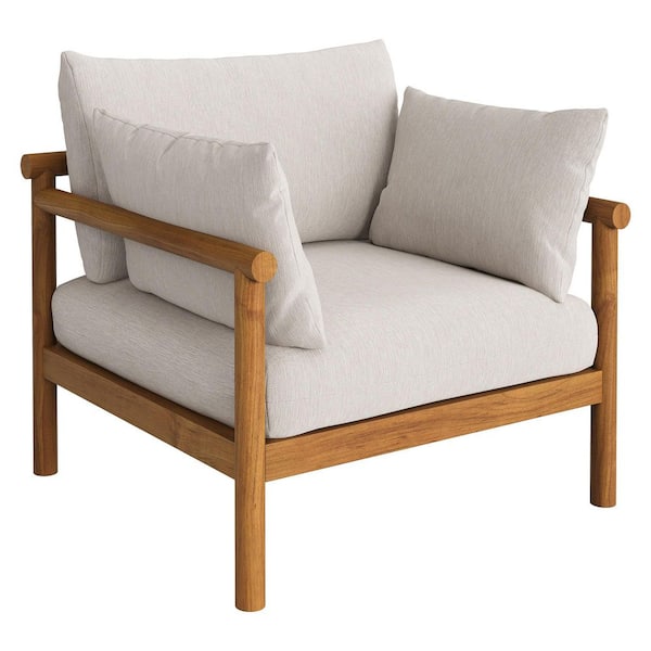 Eleni Outdoor Teak Wood Armchair in Natural Sail