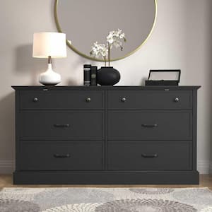 Xylon 6-Drawer Black Dresser with Ultra Fast Assembly (30.8 in. x 58.7 in. x 15.7 in.)