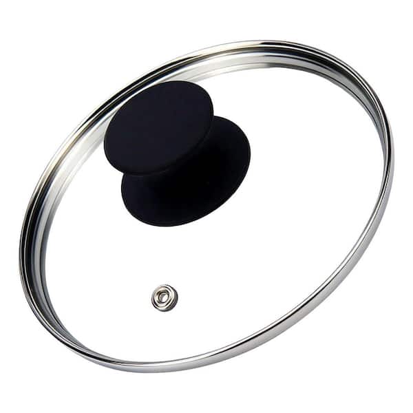 Universal 6.5 in. Tempered Glass Lid with Steam Vent Heat Resistant Knob Stainless Steel Rim for Pots and Pans
