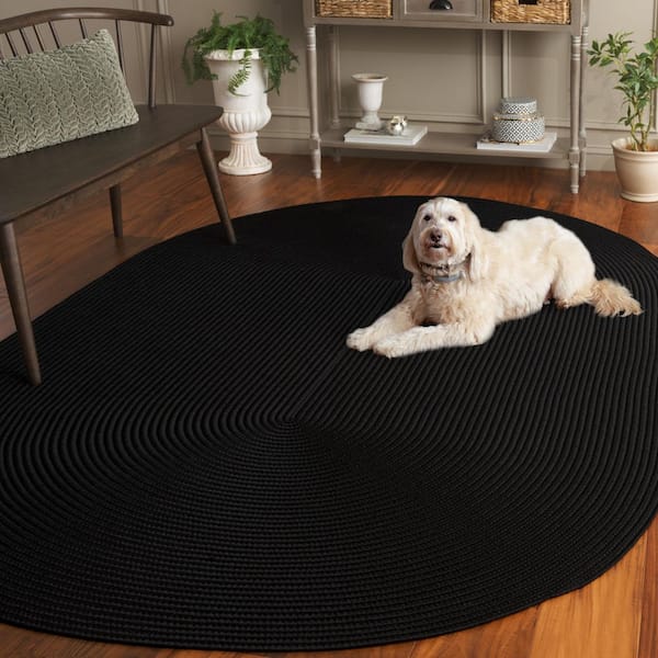 SAFAVIEH Braided Black 4 ft. x 6 ft. Machine Washable Solid Color