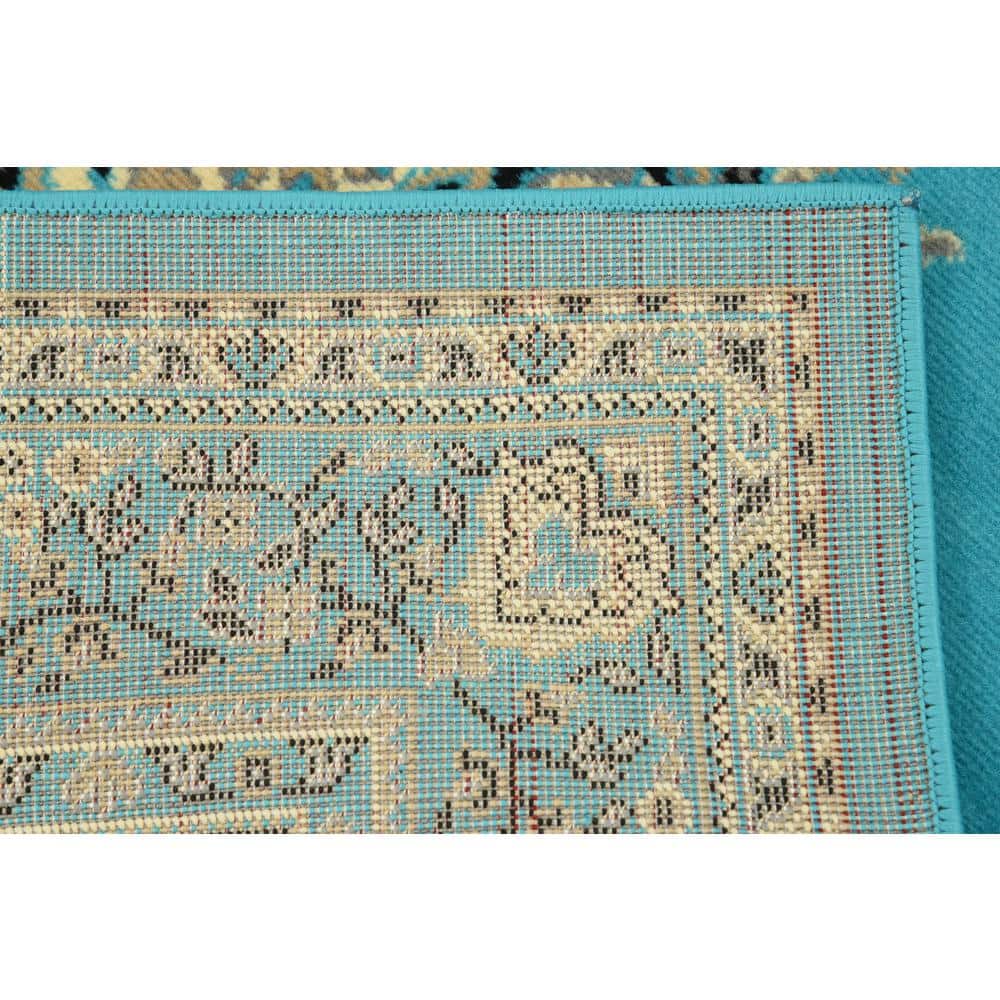 Turquoise Rectangular Medallion Synthetic 5' x 8' Area Rug