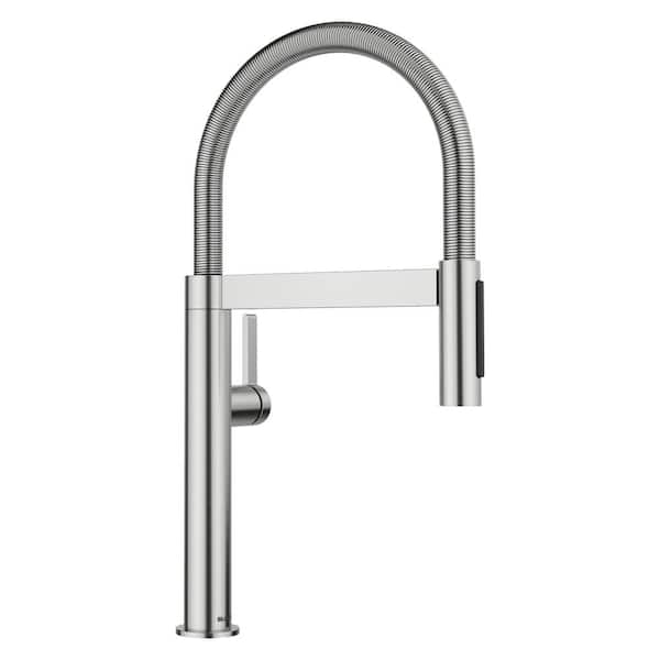 Culina II Mini Single Handle Pull Down Sprayer Kitchen Faucet in PVD Steel
