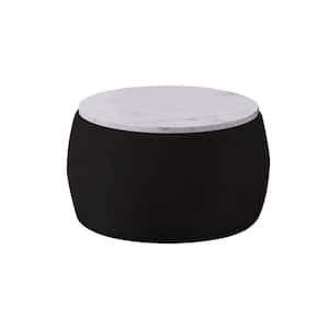 28 in. Black and White Round Storage Ottoman 3 in 1 Function Work As End table