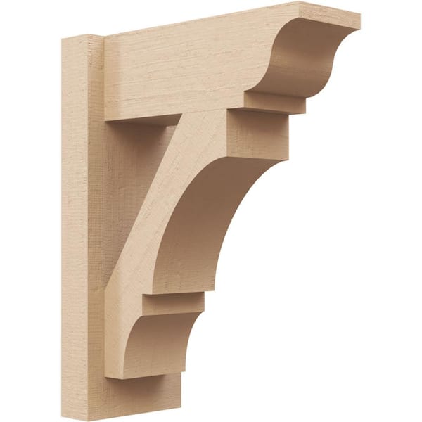 Ekena Millwork 6 in. x 18 in. x 14 in. Balboa Traditional Rough Cedar Woodgrain Timberthane Polyurethane Outlooker, Primed Tan