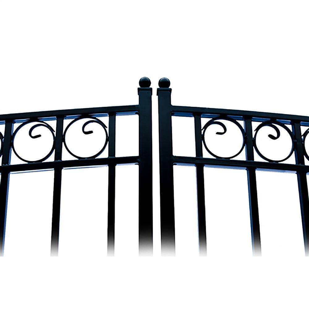 Paris Style Black Steel Dual Swing Driveway Gate with Automated Opener Kit
