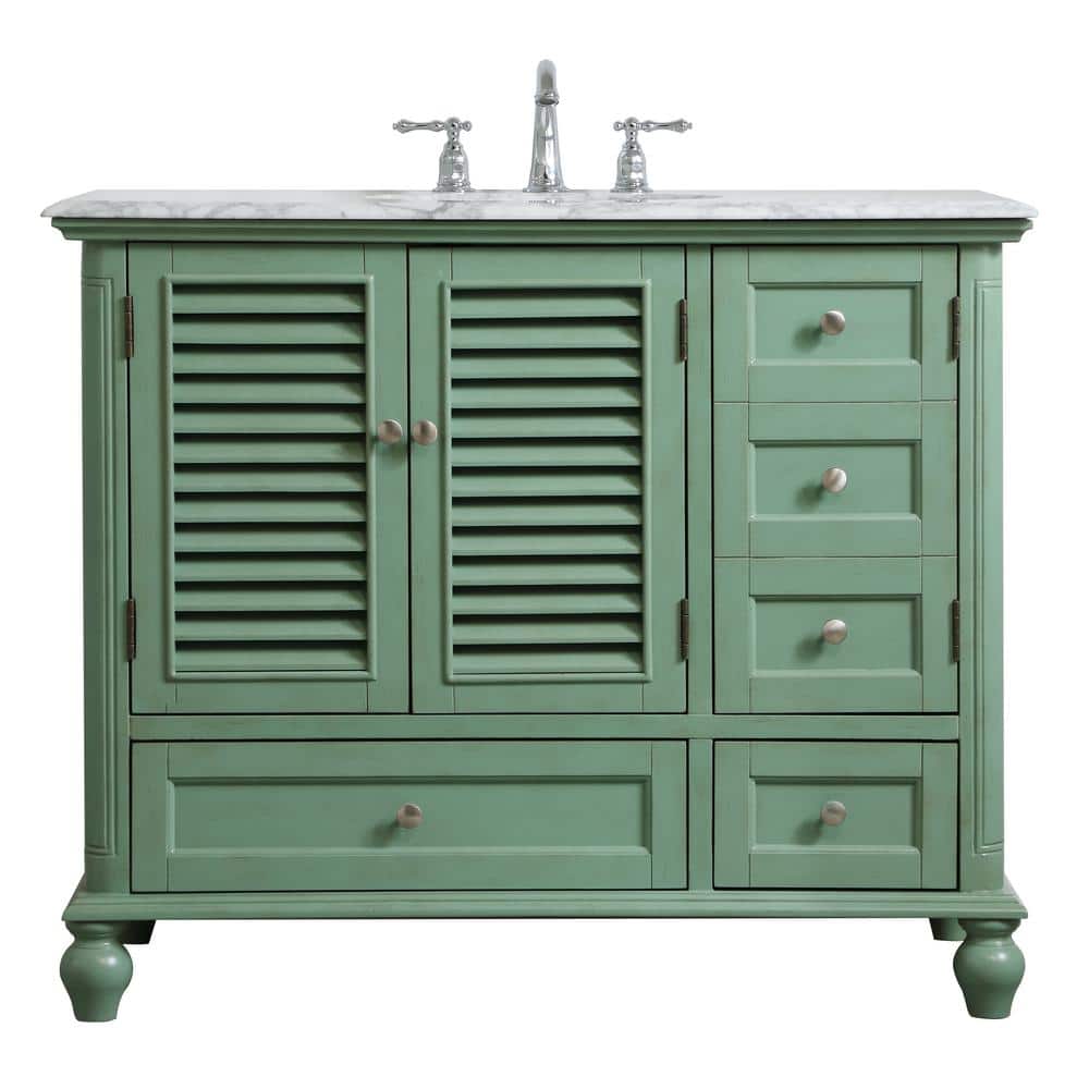 Simply Living 42 in. Single Bathroom Vanity in Vintage Mint with Marble Van