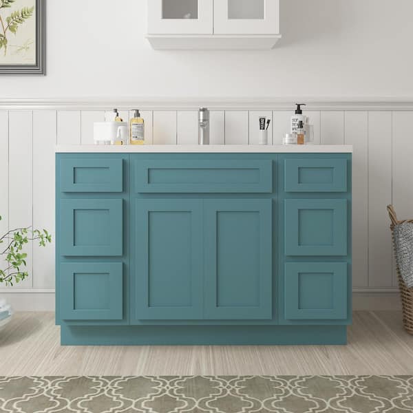 Vanity Art 48 in. W x 21 in. D x 32.5 in. H Bath Vanity Cabinet without Top in Sea Green