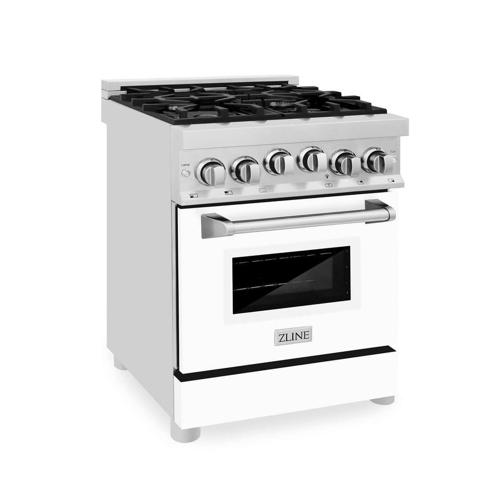 24 gas range white