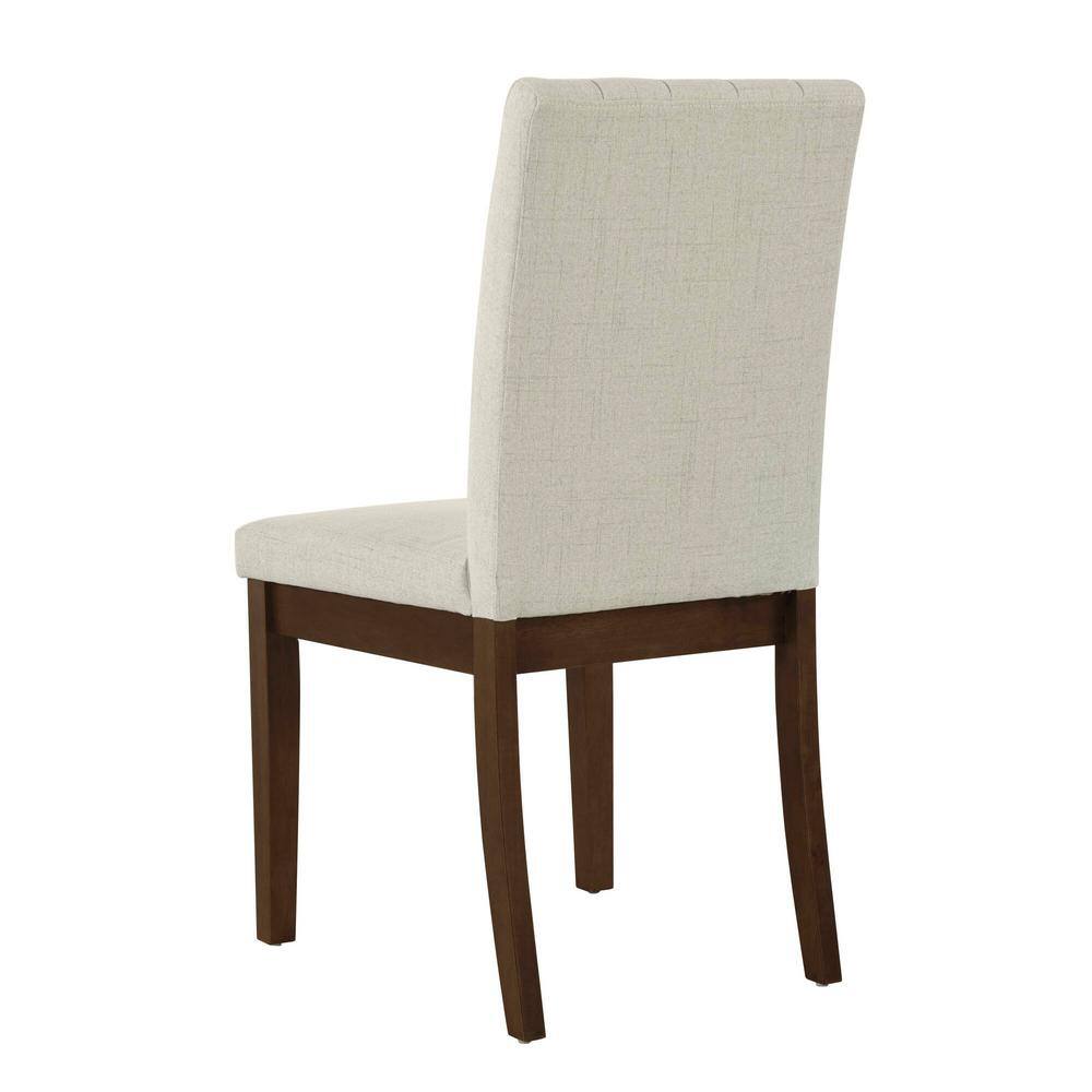Light Taupe Upholstered Parsons Side Chair with Wood Base