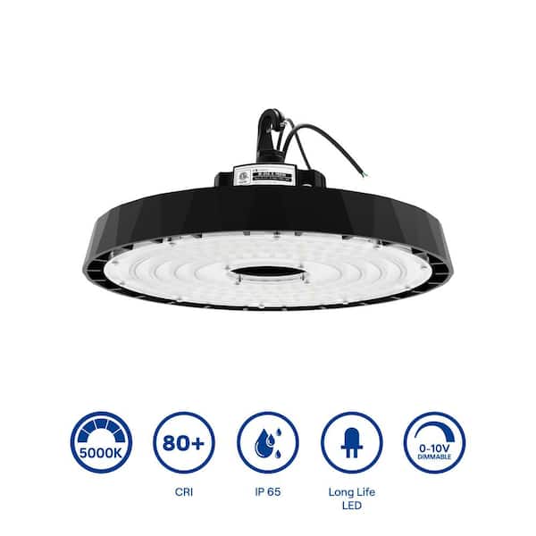 InfiBrite 13.8 in. 5000K Daylight 51,200 Lumens 320-Watt Integrated LED Dimmable Wet Rated Black High Bay Light 100-277 Volt