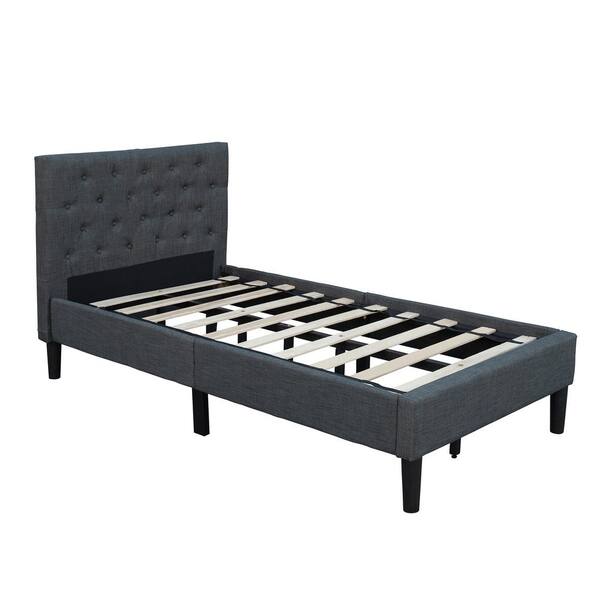 Qualler Pinheiro Gray Twin Size Upholstered Platform Bed BLE192430E ...