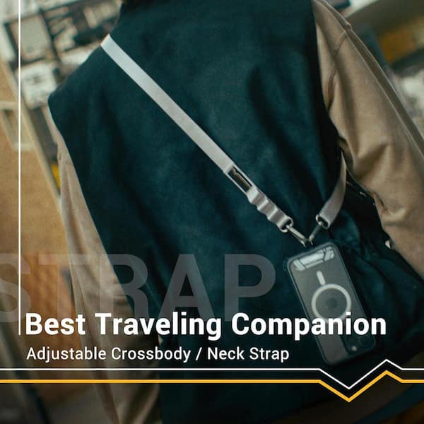 Phone Lanyard With Leather Pouch - Adjustable Crossbody Strap Anti Theft Design