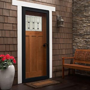 3000-Series 36 in. x 80 in. Black Right-Hand Full View Interchangeable Aluminum Storm Door with ORB Hardware