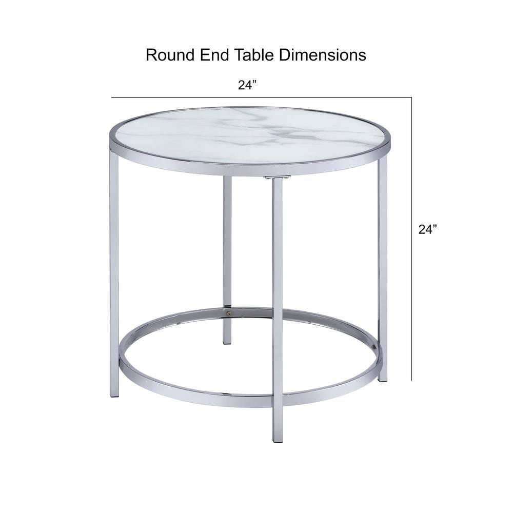 Rayne 24" Round Chrome and Glass End Table