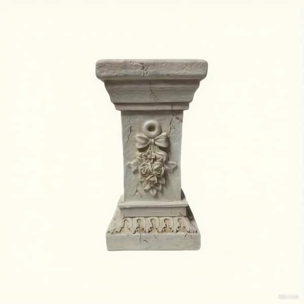 12 in. White Resin Garden Pedestal Vintage Greek Roman Style Outdoor Indoor Decoration