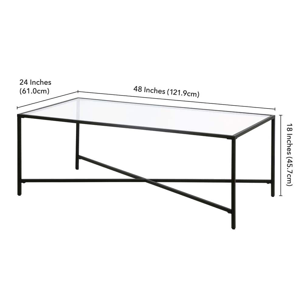 Henley 48'' Blackened Bronze Rectangular Glass Coffee Table