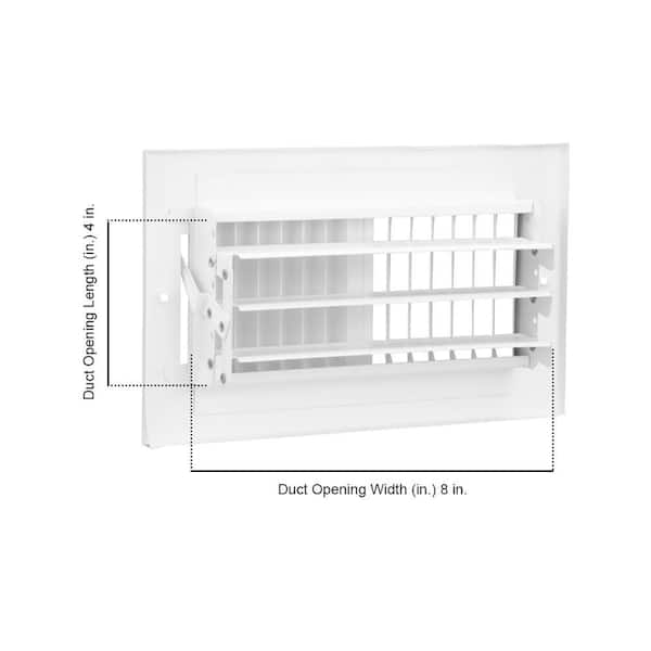 8 in. x 4 in. 2-Way Steel Wall/Ceiling Register in White