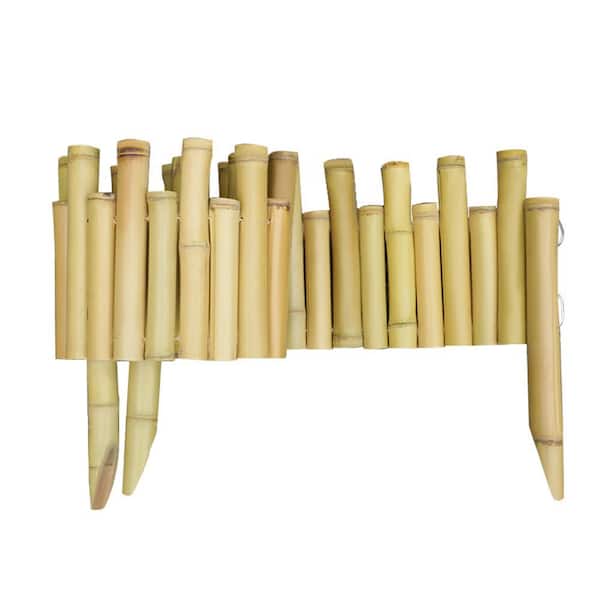 7.8" H x 40" L Bamboo Outdoor Partition Flexible Decorative Garden Fence plugged for Yard Flower Bed Path