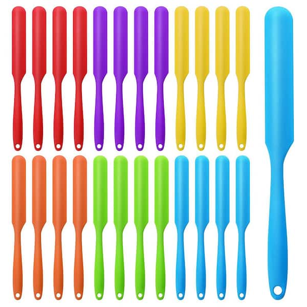 Silicone Jar Spatula Set 24-Pieces Multicolor Heat Resistant Flexible Non Stick Cooking Baking Mixing Scraper