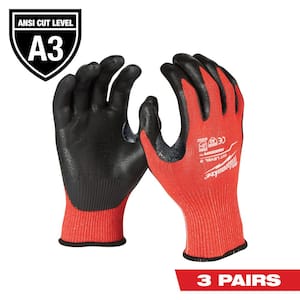 Small Red Nitrile Level 3 Cut Resistant Dipped Work Gloves (3-Pack)
