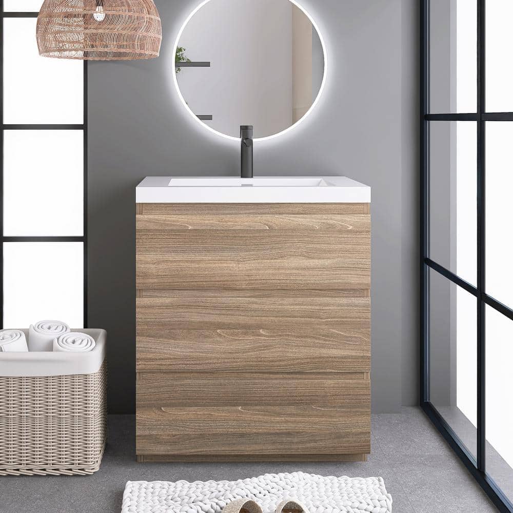 30 in. W x 20 in. D x 34 in. H Single Sink Freestanding Bathroom Vanity in 