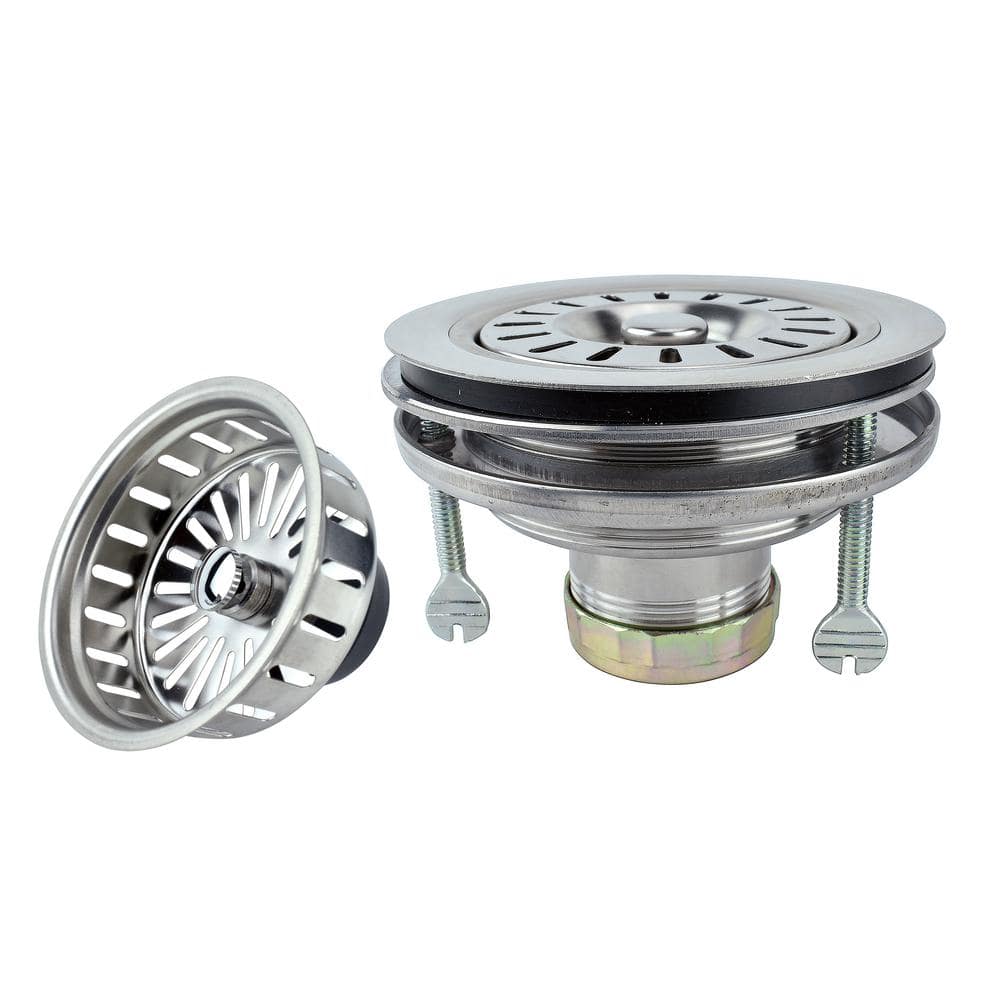 3-1/2 in. Glass-Friendly Flat Top Kitchen Brass Sink Strainer in Stainless Steel price history on PriceWatchPro