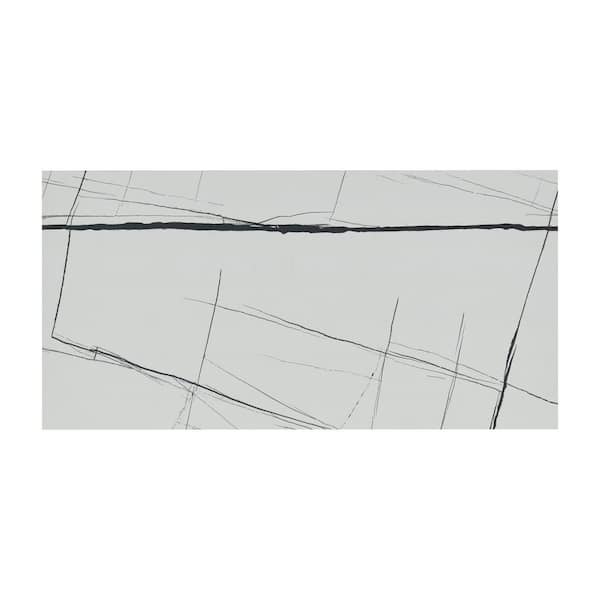 Daxton White 24 in. W x 48 in. Polished Porcelain Stone Look Floor and Wall Tile (16 sq. ft./Case)