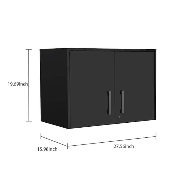 Amucolo 27.56 in. W x 15.98 in. D x 19.69 in. H Black Wood Ready to Assemble Wall Kitchen Cabinet with Double Doors