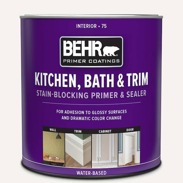 BEHR 1 qt. White Acrylic Interior Kitchen, Bath & Trim Stain-Blocking Primer and Sealer