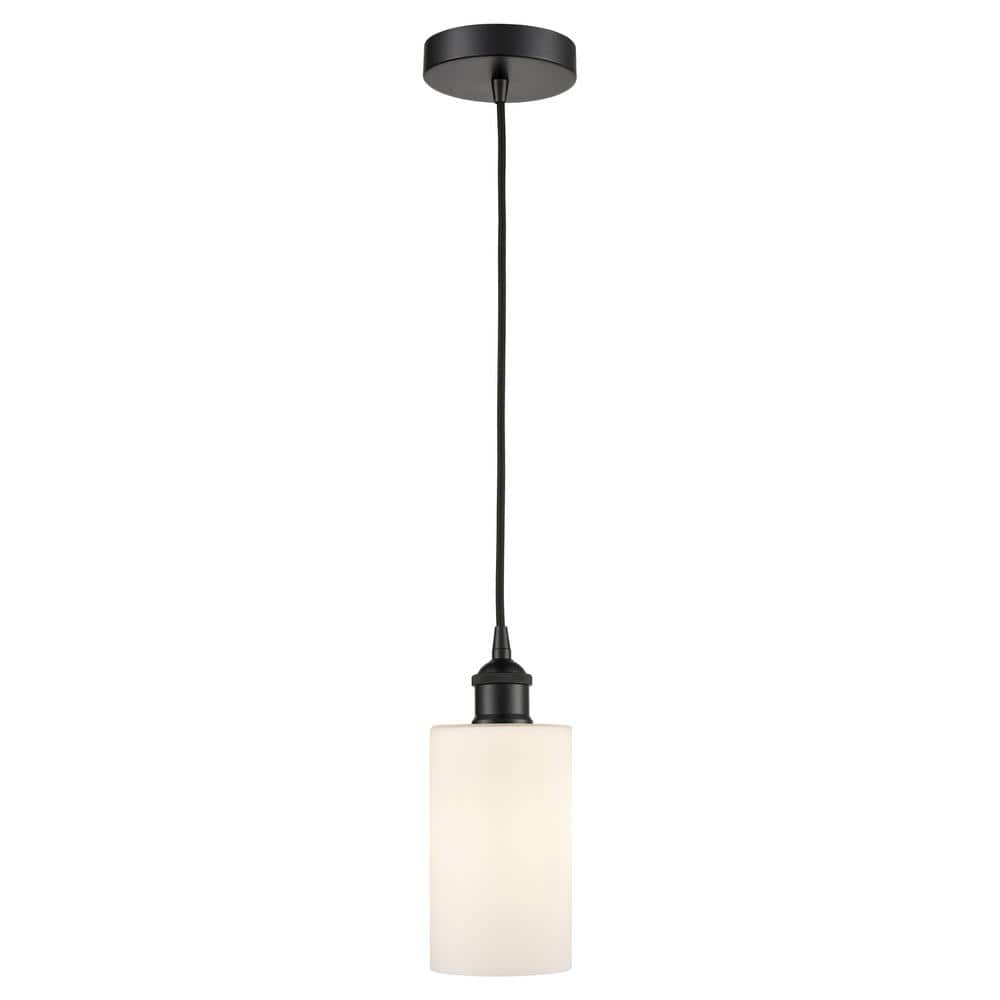 Clymer 60-Watt 1-Light Matte Black Standard Mini Pendant Light with Matte White Glass, No Bulbs Included price history on PriceWatchPro