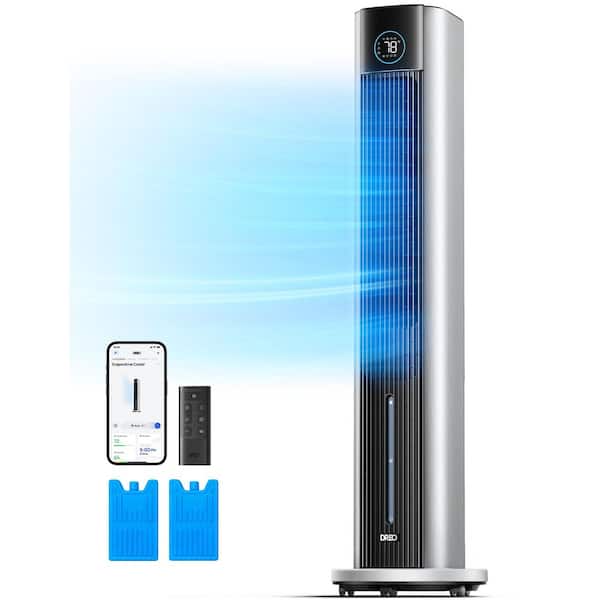 1327 CFM 4-Speed Portable Evaporative Cooler with 85 degree Oscillation, 12-H Timer in Silver