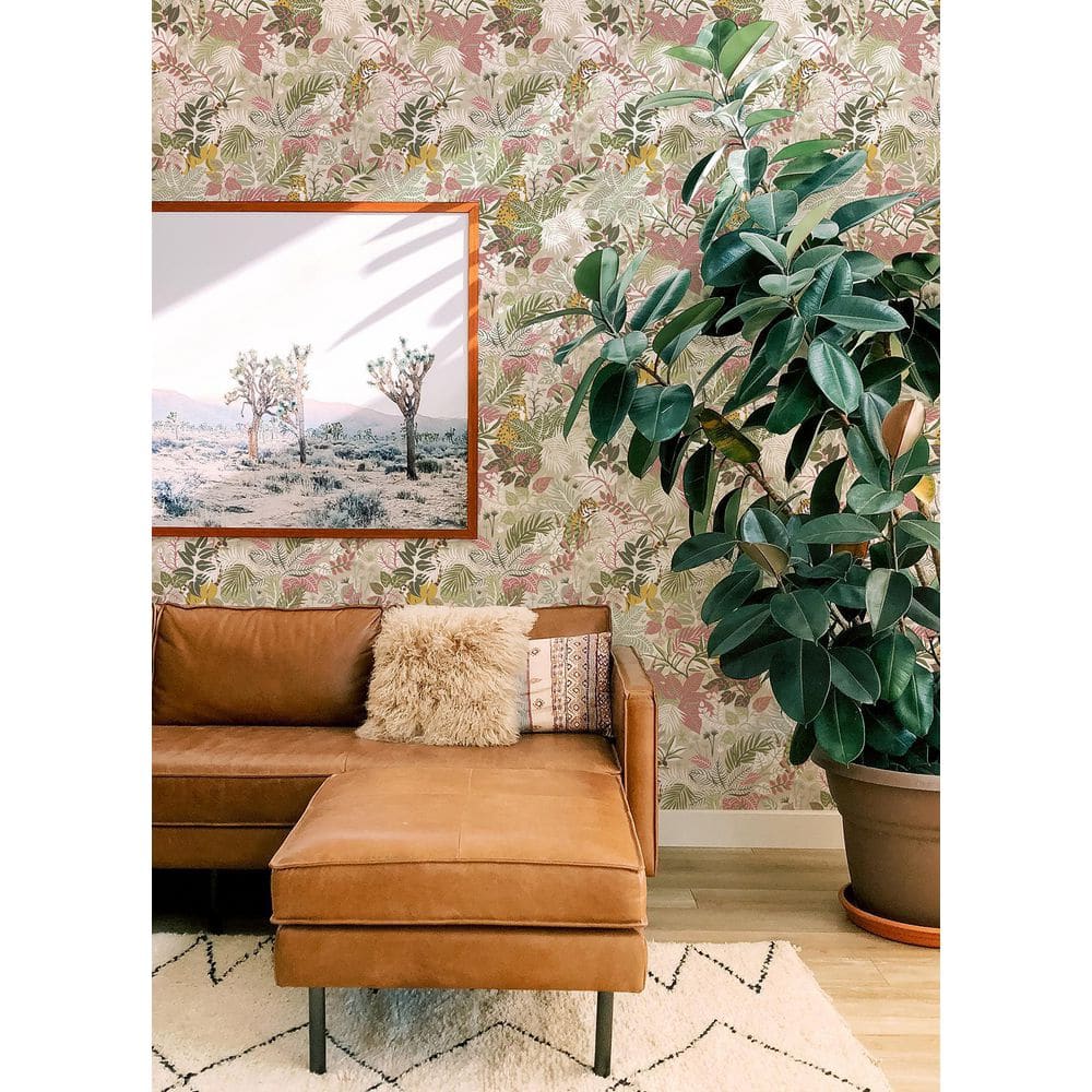 Pink and Green Tropical Peel & Stick Vinyl Wallpaper
