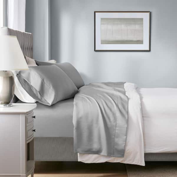 Beautyrest 1000 Thread Count Heiq 4-Piece Grey Cotton Blend Solid Queen Cooling Sheet Set