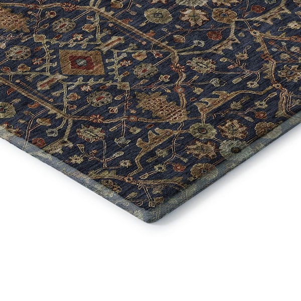 Mayfield Premium Machine Washable Abstract AMF1130 Navy 9 ft. x 12 ft. Area Rug