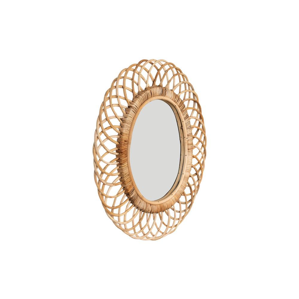 Natural Bamboo Oval Full-Length Wall Mirror