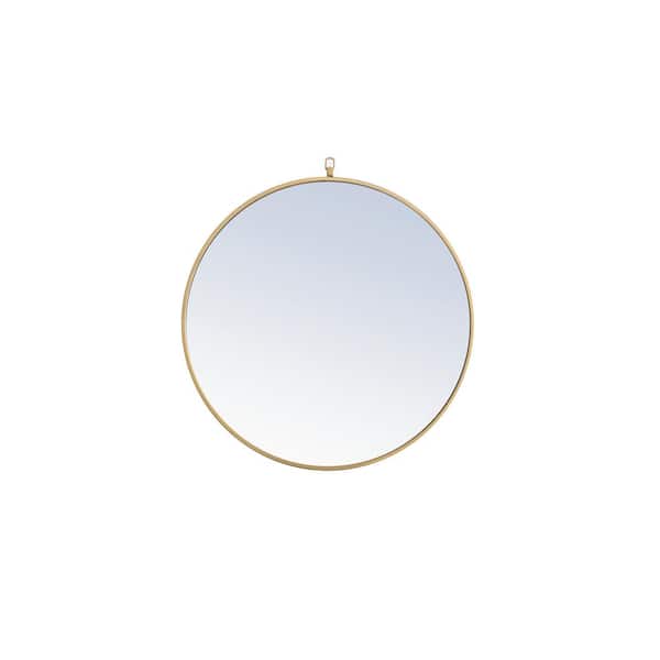 Unbranded Timeless Home 28 in. W x 28 in. H x Contemporary Metal Framed Round Brass Mirror