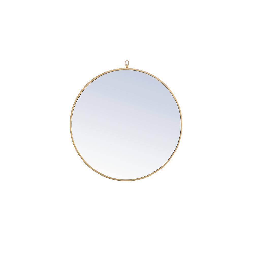 Medium Round Brass Modern Mirror (28 in. H x 28 in. W)