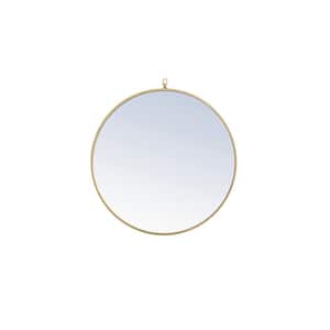 Medium Round Brass Modern Mirror (28 in. H x 28 in. W)