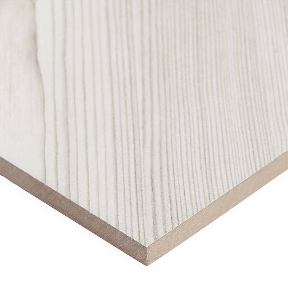 Large Format White Porcelain Wood Look Floor Tile