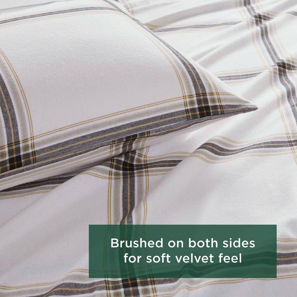 Full Blue Plaid Cotton Flannel Bedding Set