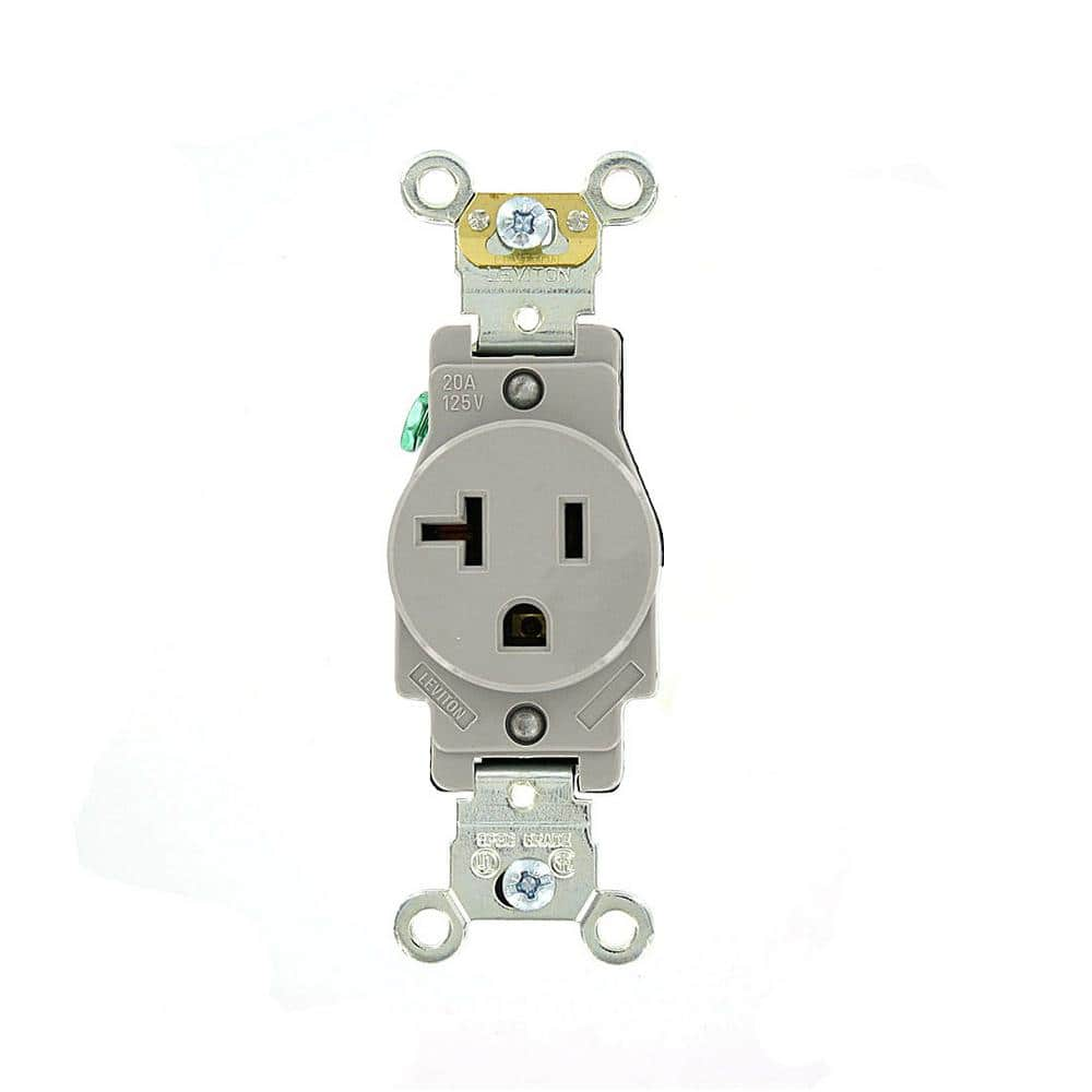 UPC 078477498767 product image for 20 Amp 125 V Industrial Grade Self Grounding Single Outlet/Receptacle, Gray (1-P | upcitemdb.com