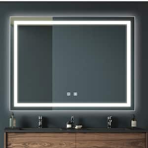48 in. W x 36 in. H Large Rectangular Frameless Anti-Fog LED Light Wall Bathroom Vanity Mirror in Silver