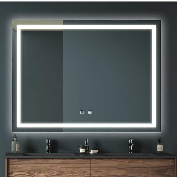 CATALINA 48 in. W x 36 in. H Large Rectangular Frameless Anti-Fog LED Light Wall Bathroom Vanity Mirror in Silver