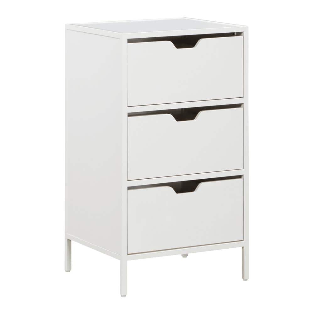 White Engineered Wood 3-Drawer Office Storage Cabinet