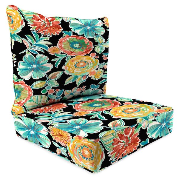 Jordan Manufacturing 46.5 in. L x 24 in. W x 6 in. T Deep Seating Outdoor Chair Seat and Back Cushion Set in Colsen Noir
